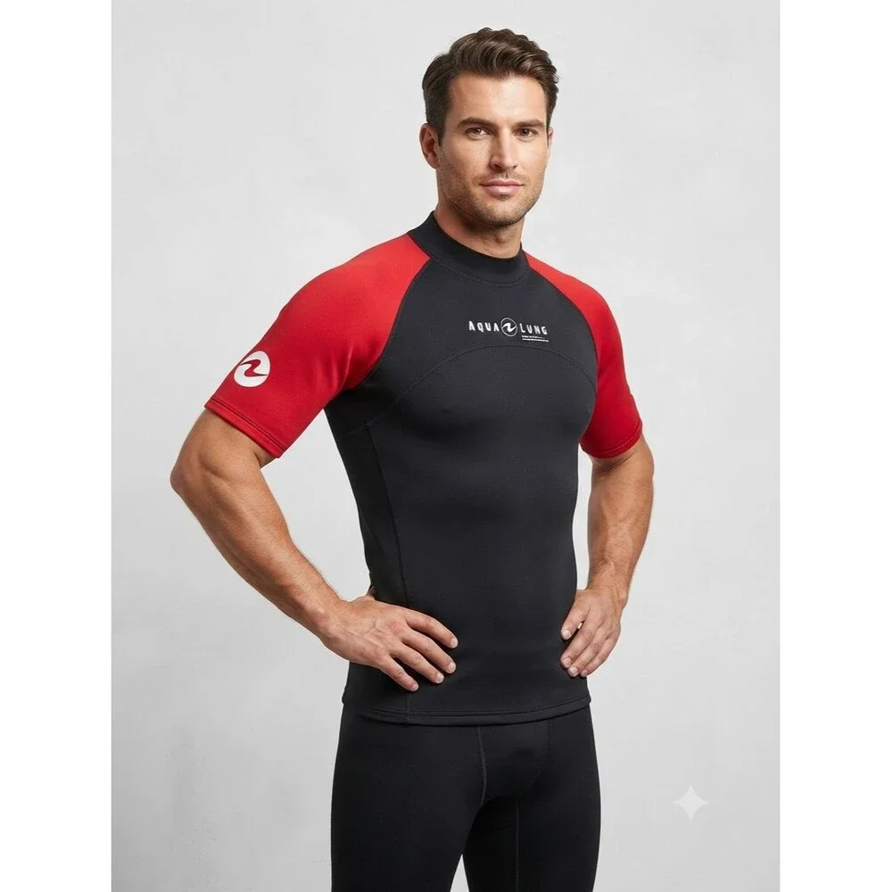 NWOT Lung Rash Guard Shirt Men's XXL Black Red UPF 50+ Swim Top